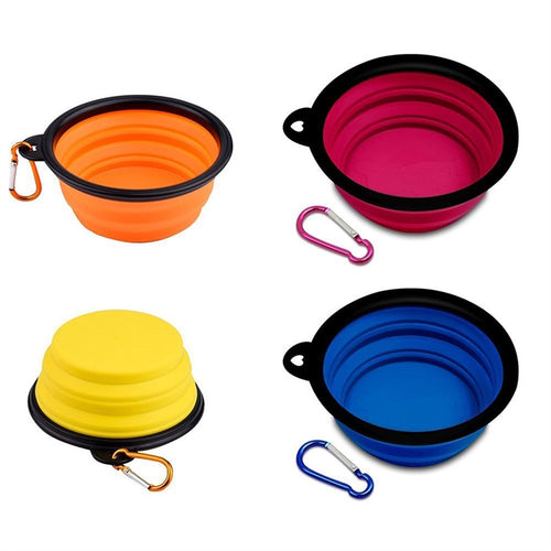 2pcs Portable Pet Dog/ Cat Food/ Water Foldable Collapsible Bowl for Travel (Random Color)